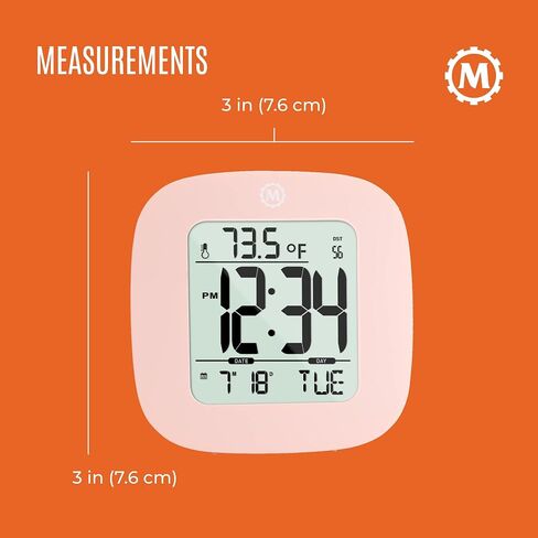 Marathon Compact Alarm Clock with Temperature & Date, Black - Large, Easy to Read Display with Backlight - Easy to Set Up & Use - Two AAA Batteries Included in Saudi Arabia