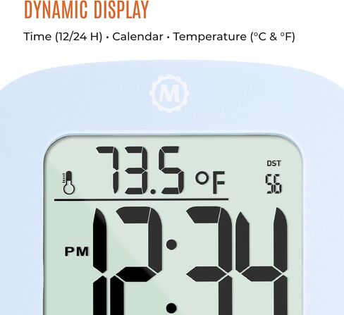 Marathon Compact Alarm Clock with Temperature & Date, Black - Large, Easy to Read Display with Backlight - Easy to Set Up & Use - Two AAA Batteries Included in Saudi Arabia