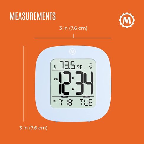 Marathon Compact Alarm Clock with Temperature & Date, Black - Large, Easy to Read Display with Backlight - Easy to Set Up & Use - Two AAA Batteries Included in Saudi Arabia
