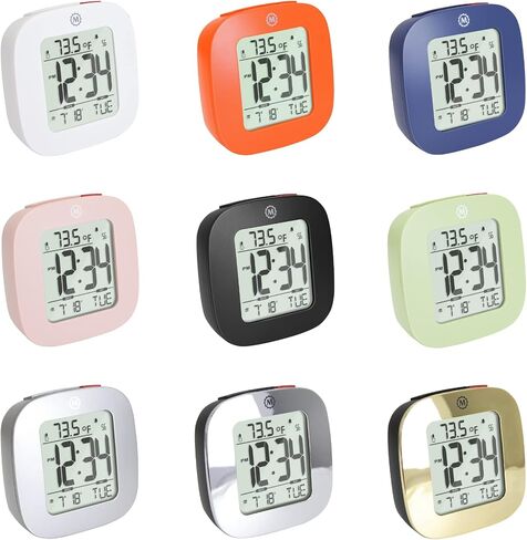 Marathon Compact Alarm Clock with Temperature & Date, Black - Large, Easy to Read Display with Backlight - Easy to Set Up & Use - Two AAA Batteries Included in Saudi Arabia