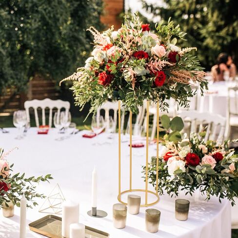 mopam Pedestal Plant Stand Cylinder Stands for Party Gold Vases Pedestal Stand Flowers Stand Wedding Centerpiece Table Decorations with Metal Panel Round Display Rack  3PCS 35.4/29.5/23.6 In Tall in Kuwait