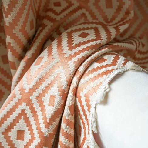 ستارة Schweek Boho برتقالية لغرفة النوم وغرفة المعيشة بطول 84 بوصة لوحتين، ستائر وستائر مزرعة منقوشة هندسية، معالجات النوافذ لتغميق الغرفة، لوحة ستارة النافذة مع شرابة in Kuwait