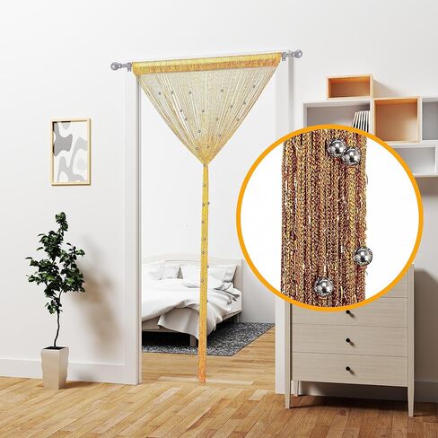 Atsweetlife مطرز ستارة الباب سلسلة الستائر، ستائر الخرز المدخل معلقة غرفة المقسم مطرز ديكور الهبي بريق هامش لوحة خزانة نافذة الأبواب الترتر بوهو الأبواب شرابة (الذهب) in Kuwait