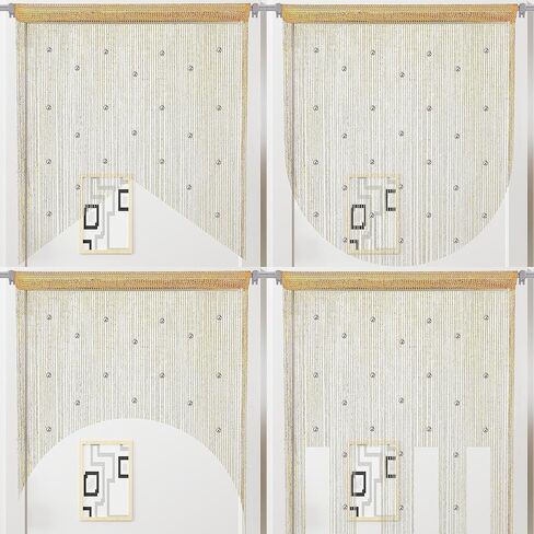 Atsweetlife مطرز ستارة الباب سلسلة الستائر، ستائر الخرز المدخل معلقة غرفة المقسم مطرز ديكور الهبي بريق هامش لوحة خزانة نافذة الأبواب الترتر بوهو الأبواب شرابة (الذهب) in Kuwait