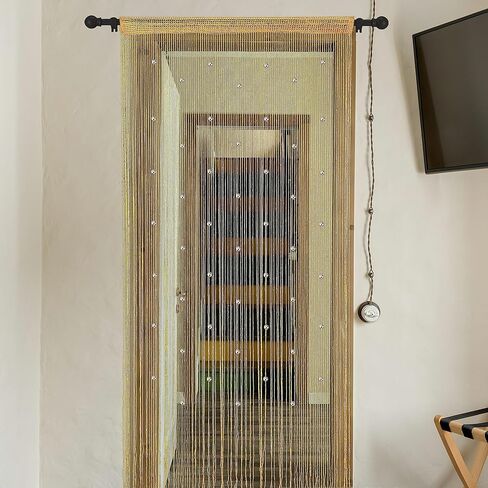 Atsweetlife مطرز ستارة الباب سلسلة الستائر، ستائر الخرز المدخل معلقة غرفة المقسم مطرز ديكور الهبي بريق هامش لوحة خزانة نافذة الأبواب الترتر بوهو الأبواب شرابة (الذهب) in Kuwait