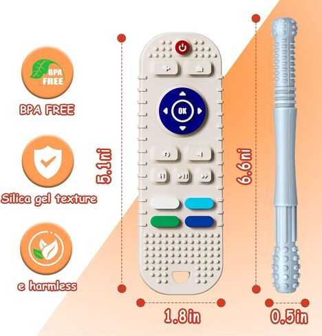 fftroc ألعاب التسنين سيليكون للأطفال 3-6 6-12 شهرا، 4 حزمة شكل التحكم عن بعد وألعاب التسنين أنبوب التسنين، مضغ اللعب للبنين الفتيات، ألعاب الاستشعار التعليمية المبكرة in Kuwait