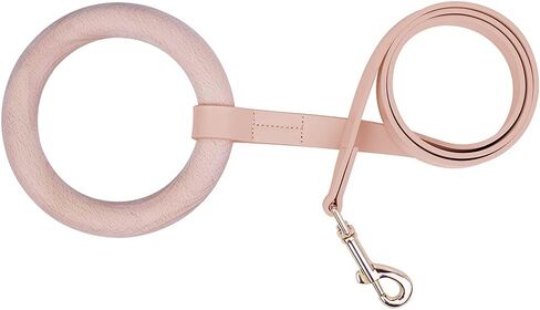 مقود جلد ناعم من الألياف الدقيقة للكلاب - مقبض خشبي مقود جرو للفتيات مصنوع من الجلد الصناعي - مع أجزاء صلبة من سبائك ذهبية، حلقة من خشب الزان - إكسسوارات عصرية للحيوانات الأليفة - وردي، متوسط، بطول 47.2 سم in Kuwait