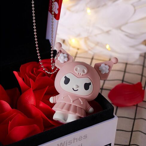 مجموعة ولاعة وسلسلة مفاتيح بتصميم الرسوم المتحركة اللطيفة والرائعة - إكسسوارات مثالية للفتيات (وردي) in Saudi Arabia