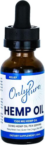 OnlyPure Relief Hemp Oil Extract Drops, 1500 mg, Supports Daily Overall Health, Wellness, Sleep & Relaxation, All Natural with MCT Oil, Non-GMO & Vegan, 30 mL (30 Servings) in Saudi Arabia