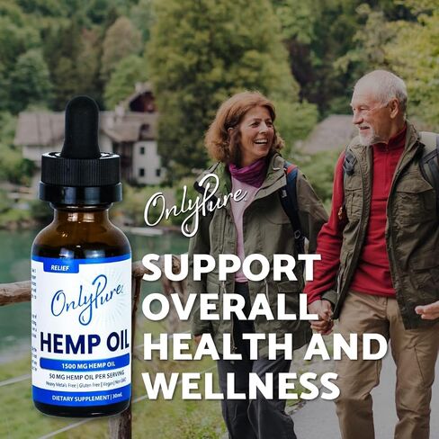 OnlyPure Relief Hemp Oil Extract Drops, 1500 mg, Supports Daily Overall Health, Wellness, Sleep & Relaxation, All Natural with MCT Oil, Non-GMO & Vegan, 30 mL (30 Servings) in Saudi Arabia
