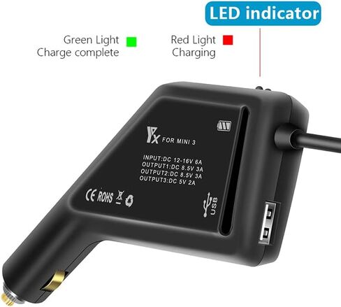 AIROKA Mini 3 Pro Car Charger 2 Batteries Fast Charging Hub ( Can Charge 2 Batteries at The Same time,2453mAh About 60 Minutes, 3850mAh About 90 Minutes) in Kuwait