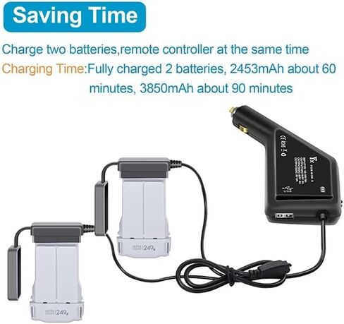 AIROKA Mini 3 Pro Car Charger 2 Batteries Fast Charging Hub ( Can Charge 2 Batteries at The Same time,2453mAh About 60 Minutes, 3850mAh About 90 Minutes) in Kuwait
