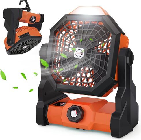 مراوح التخييم للخيام، مروحة تخييم تعمل ببطارية قابلة لإعادة الشحن بقدرة 10400 مللي أمبير في الساعة مع ضوء، مروحة مكتب شخصية صامتة قابلة للتعليق عبر USB، مناسبة لصيد الأسماك والتخييم وغرفة النوم ومكان العمل والطوارئ لانقطاع التيار الكهربائي in Kuwait