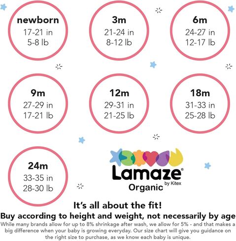 سالوبيت Lamaze Organic للفتيات الصغيرات من القطن العضوي الخالص بأكمام طويلة، عبوة من 3 قطع in Saudi Arabia