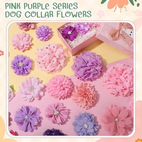 100 Pcs Dog Collar Flowers Pet Flower Bow Ties Multicolor Dog Charms Flower Collar Flowers Charms for Dog Collar Grooming Accessories in Saudi Arabia