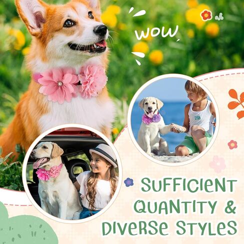100 Pcs Dog Collar Flowers Pet Flower Bow Ties Multicolor Dog Charms Flower Collar Flowers Charms for Dog Collar Grooming Accessories in Saudi Arabia