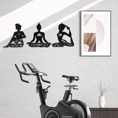 Lifoberstar 3 قطع معدنية جدار الفن ديكور اليوغا امرأة جدار الفن لوتس الجدار المنحوتات المعدنية التأمل جدار المنزل شنقا لغرفة النوم غرفة المعيشة غرفة اليوغا، أسود in Saudi Arabia