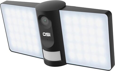 OSI Black Wi-Fi Wireless Smart Floodlight Security Camera, Human Detection,2-Way Audio, Motion Sensor Alarm,Audio Video Recording,Compatible with Alexa & Google,32GB SD Card Included & Cloud Storage in Kuwait