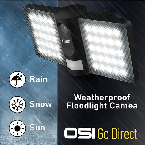 OSI Black Wi-Fi Wireless Smart Floodlight Security Camera, Human Detection,2-Way Audio, Motion Sensor Alarm,Audio Video Recording,Compatible with Alexa & Google,32GB SD Card Included & Cloud Storage in Kuwait