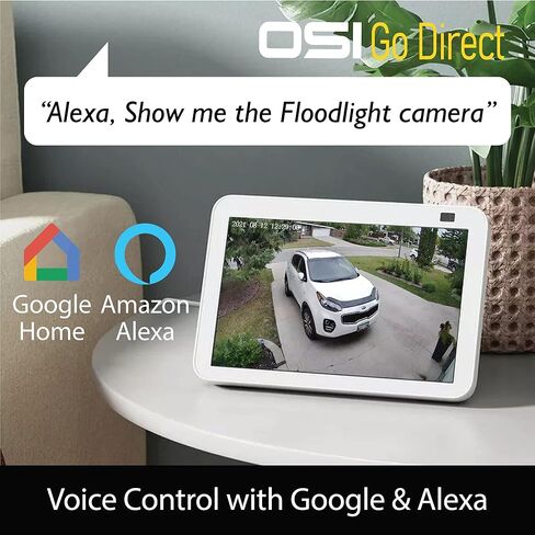 OSI Black Wi-Fi Wireless Smart Floodlight Security Camera, Human Detection,2-Way Audio, Motion Sensor Alarm,Audio Video Recording,Compatible with Alexa & Google,32GB SD Card Included & Cloud Storage in Kuwait