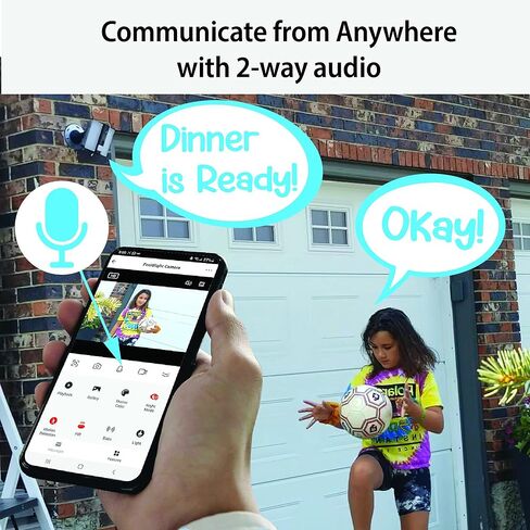 OSI Black Wi-Fi Wireless Smart Floodlight Security Camera, Human Detection,2-Way Audio, Motion Sensor Alarm,Audio Video Recording,Compatible with Alexa & Google,32GB SD Card Included & Cloud Storage in Kuwait