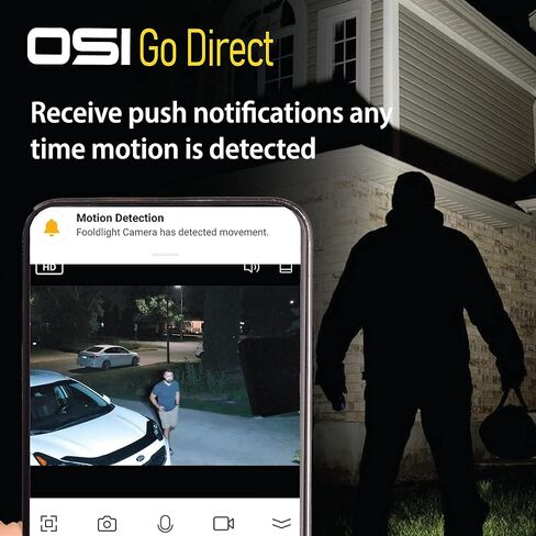 OSI Black Wi-Fi Wireless Smart Floodlight Security Camera, Human Detection,2-Way Audio, Motion Sensor Alarm,Audio Video Recording,Compatible with Alexa & Google,32GB SD Card Included & Cloud Storage in Kuwait