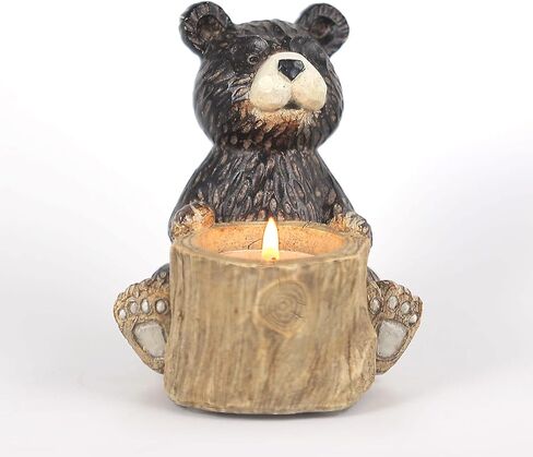 نيوزبارك شموع على شكل دب، حامل شموع على شكل دب تي لايت، حوامل شموع سوداء للقطعة المركزية للطاولة in Kuwait