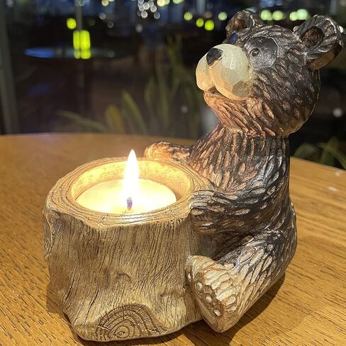 نيوزبارك شموع على شكل دب، حامل شموع على شكل دب تي لايت، حوامل شموع سوداء للقطعة المركزية للطاولة in Kuwait