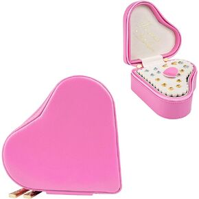 Heart Shape Gift Box Travel Earring Box Jewelry Box Small Velvet Jewelry Holder Case Organizer for Ring Necklace Bracelet Souvenir Gift for Women Wife Girlfriend Mother Aunt Wedding Bridesmaids (Red)