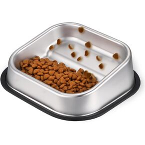 وعاء الكلب من الفولاذ المقاوم للصدأ، وعاء الكلب المائل من نايلف، وعاء الحيوانات الأليفة المائل للكلاب الصغيرة المتوسطة، وعاء الكلب المضاد للانزلاق مع حافة مرتفعة لتغذية البلدغ، آمن للاستخدام في غسالة الأطباق حتى 2.5 كوب in Kuwait