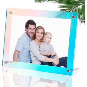 إطار صور NiHome مع مسند دعم 5x7 بوصة، إطار صور رفيع من الأكريليك بألوان قزحية اللون بمقاس كامل 8.4x6.5 سطح المكتب أفقي قائم قائمة بذاتها وديكور المكتب المنزلي الحديث in Saudi Arabia