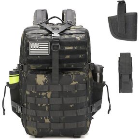 Military Tactical Backpack for Men, Hunting Backpack Bug Out Bag for Hiking Camping Army Molle Rucking Daypack 3-Day Pack(Black)