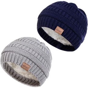 اليبو قبعة صغيرة مبطنة بالصوف، قبعة محبوكة دافئة للاطفال حديثي الولادة في الشتاء للاولاد والبنات, One Size in Kuwait