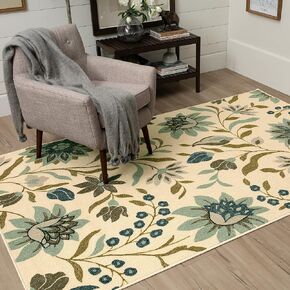 Mohawk Home Soho Arranged Melody Floral Printed Area Rug, 5'x8', Blue