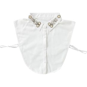 Booluee Pearl Rhinestone Peter Pan Fake Collar Detachable Half Shirt Dickey False Collar in Kuwait