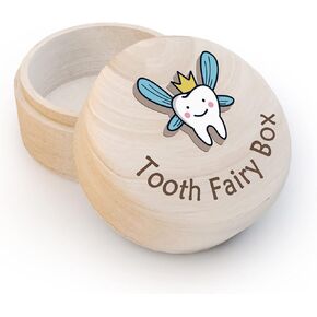 Azbuk Tooth Fairy Box for Girls, Cute Carved Wooden Box with 3D Tooth, Stores Lost Teeth for Kids, Souvenir Dropped Tooth Keepsake Storage Box Gift for Little Girl-48 in Kuwait