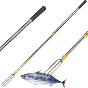 Cyfie Telescopic Fish Gaff Saltwater, 4.8-9.4 Ft Stainless Fishing Hunting Spear Pole with 1-Prong 3-Prong Hook, Fishing Harpoon for Giging in The River for Frog Flounder Mole