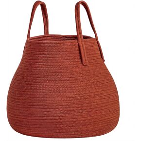 سلة تخزين بوهو متعددة الأغراض R RUNKA |18.1 بوصة × 15.7 بوصة| نسج حبل القطن الناعم | ديكور المنزل والتخزين في جهاز واحد | مثالية للبطانيات والوسائد| سلة غسيل الحضانة | بني محمر in Kuwait