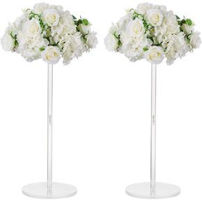 NUPTIO Wedding Vases Centerpieces for Tables - 2pcs 23.6 inch Tall Acrylic Flower Vase Flowers Stand for Party Tables Decorations - Elegant Bulk Weddings Decoration Table Geometric Centerpiece Stands