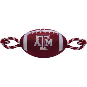 PETS FIRST NCAA Texas A&M Aggies Football Dog Toy, Tough Quality Nylon Materials, Strong Pull Ropes, Inner Squeaker, Collegiate Team Color