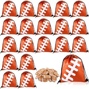 MAKCNMYM 20 Pack Drawstring Bags Gym Backpack with 50 Football Sports Stickers Small Gym Sackpack Storage cinch Bag Youth Football Party Favors Gifts Goodie Bags for Competition, Training, Softball in Kuwait