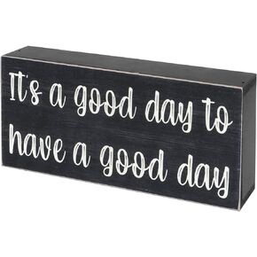 Esur Home Office Cubicle Desk Decor, Motivational Farmhouse Shelf Decorations Wooden Sign, Cute Desk Accessories for Women - It's A Good Day To Have A Good Day in Kuwait