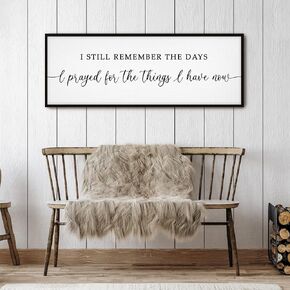 GraceView Wall Art - I Still Remember When I Prayed for This Inspirational Premium Canvas Decor, 42x15 inches, Black (Minimalist/Modern, Living Room, Lightweight, Watercolor Wall Hanging Decor) in Kuwait