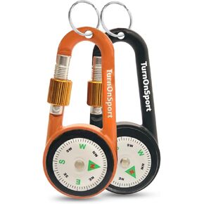 2 Pack Carabiner Clip On Compass Hiking - Compact Compass Keychain Backpacks | Small Pocket Magnetic Compass Keychain for Kids - Twist Lock | Keyring Keychains Outdoor Survival Camping in Saudi Arabia