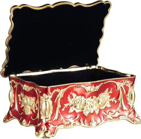 صندوق مجوهرات Feyarl Vintage مستطيل أحمر صغير مربع مجوهرات مزخرف عتيق الشكل منقوش (صغير) in Kuwait