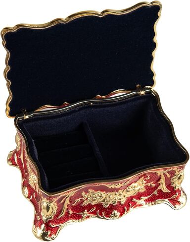 صندوق مجوهرات Feyarl Vintage مستطيل أحمر صغير مربع مجوهرات مزخرف عتيق الشكل منقوش (صغير) in Kuwait