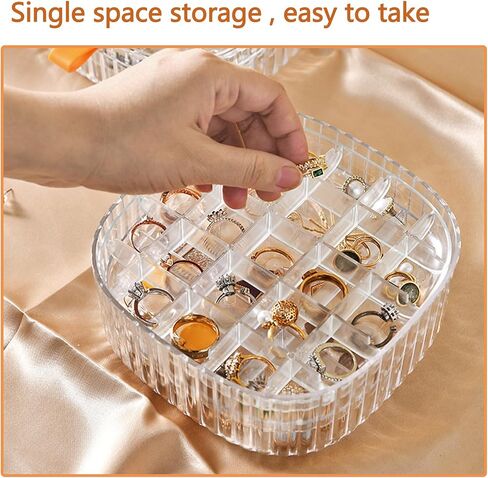 صندوق مجوهرات مكتبي شفاف ثلاثي الطبقات من MIAO YUAN، صندوق تخزين حلقي من الأكريليك، منظم مجوهرات مجزأ للقلائد والأساور والساعات in Kuwait