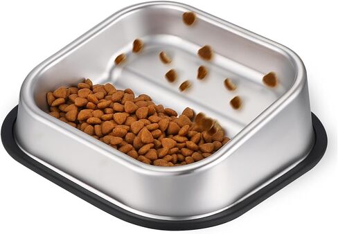 وعاء الكلب من الفولاذ المقاوم للصدأ، وعاء الكلب المائل من نايلف، وعاء الحيوانات الأليفة المائل للكلاب الصغيرة المتوسطة، وعاء الكلب المضاد للانزلاق مع حافة مرتفعة لتغذية البلدغ، آمن للاستخدام في غسالة الأطباق حتى 2.5 كوب in Kuwait