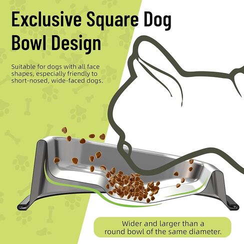 وعاء الكلب من الفولاذ المقاوم للصدأ، وعاء الكلب المائل من نايلف، وعاء الحيوانات الأليفة المائل للكلاب الصغيرة المتوسطة، وعاء الكلب المضاد للانزلاق مع حافة مرتفعة لتغذية البلدغ، آمن للاستخدام في غسالة الأطباق حتى 2.5 كوب in Kuwait