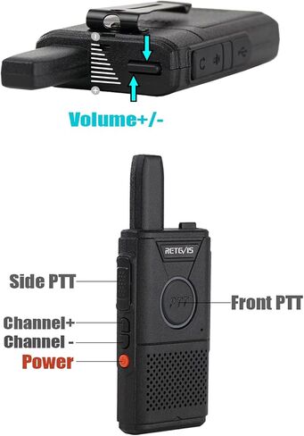 Retevis RT18 Walkie-Talkies, Dual PTT 2 Way Radios, Metal Clip,Small and Compact,Portable FRS Two-Way Radio Rechargeable for Restaurant Family Elderly Event Skiing Gift(4 Pack) in Saudi Arabia